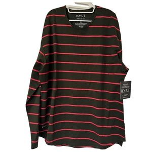 BYLT Shirt XXL‎ Striped Stretch Drop Cut Performance Long Sleeve Athletic